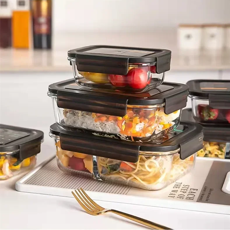 Meal Prep Bowl - Szklane pudełko na lunch do mikrofalówki,
